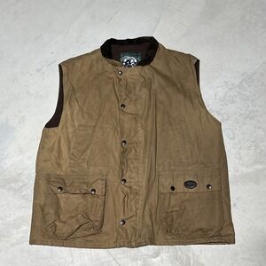 Oxford Blue Men's Duck Brown Canvas Vest- Best Outdoor Garment Tin Cloth Waxed